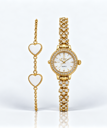 Golden White Heart Elegance Set